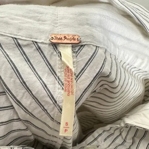 FREE PEOPLE Good Call Striped High-Waist Wide Leg Trouser Gray Sz S $108 {PP34} - Picture 4 of 5